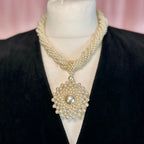 Statement pearl effect medallion necklace