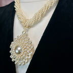 Statement pearl effect medallion necklace