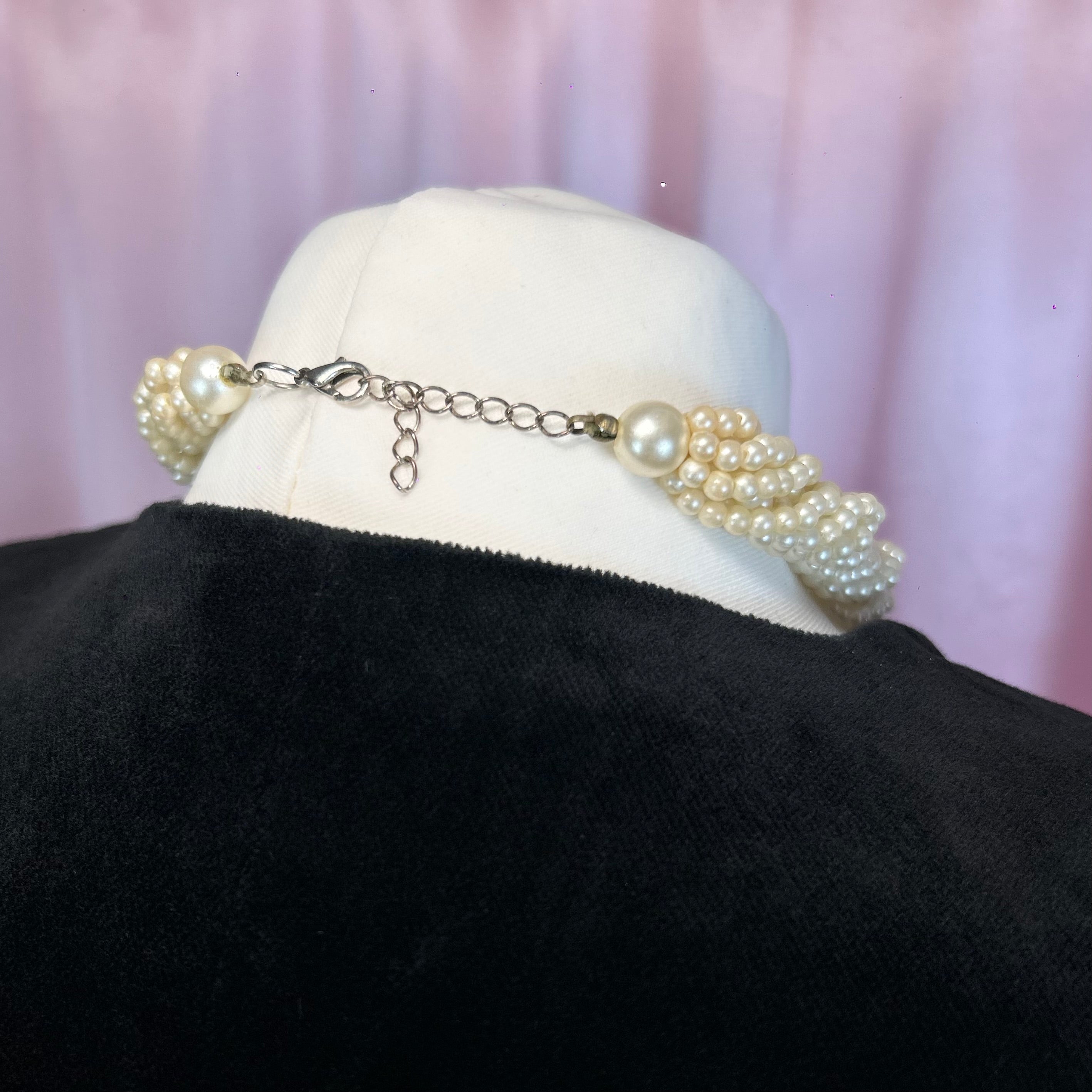 Statement pearl effect medallion necklace