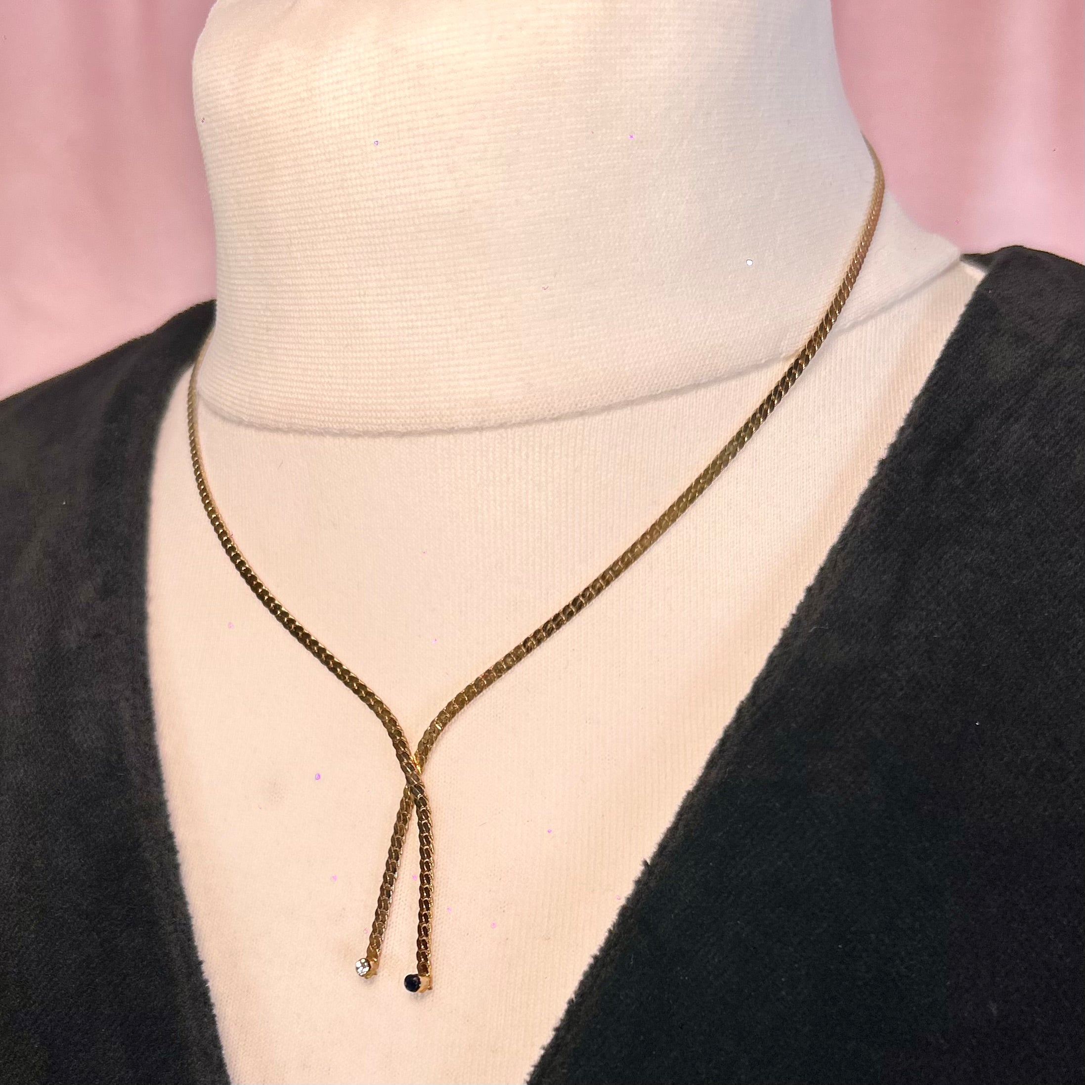 15.5” Gold toned lariat style necklace