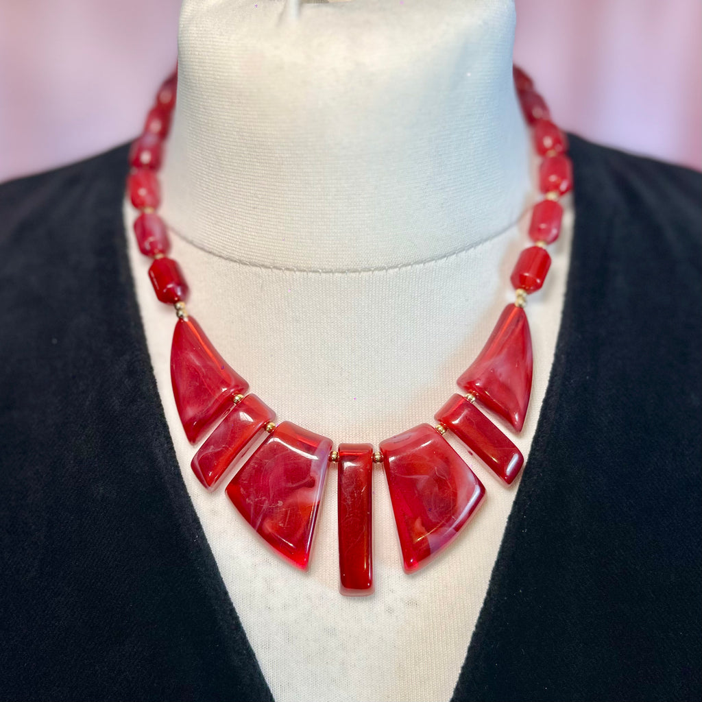17” Marbled Red lucite necklace