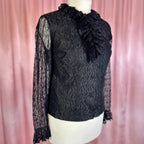 1960s Black lacey top, by Janet Colton, size 8