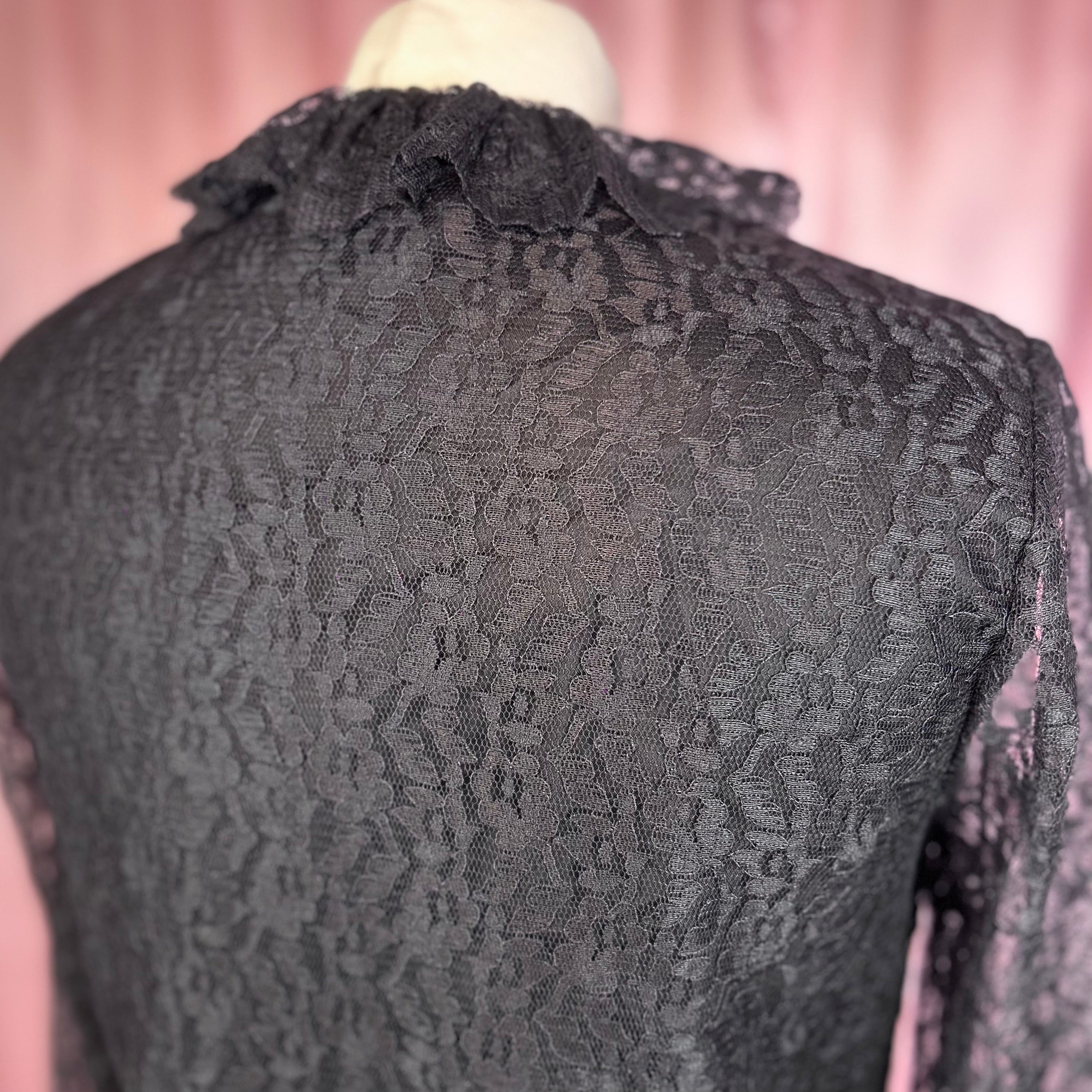 1960s Black lacey top, by Janet Colton, size 8