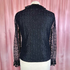 1960s Black lacey top, by Janet Colton, size 8