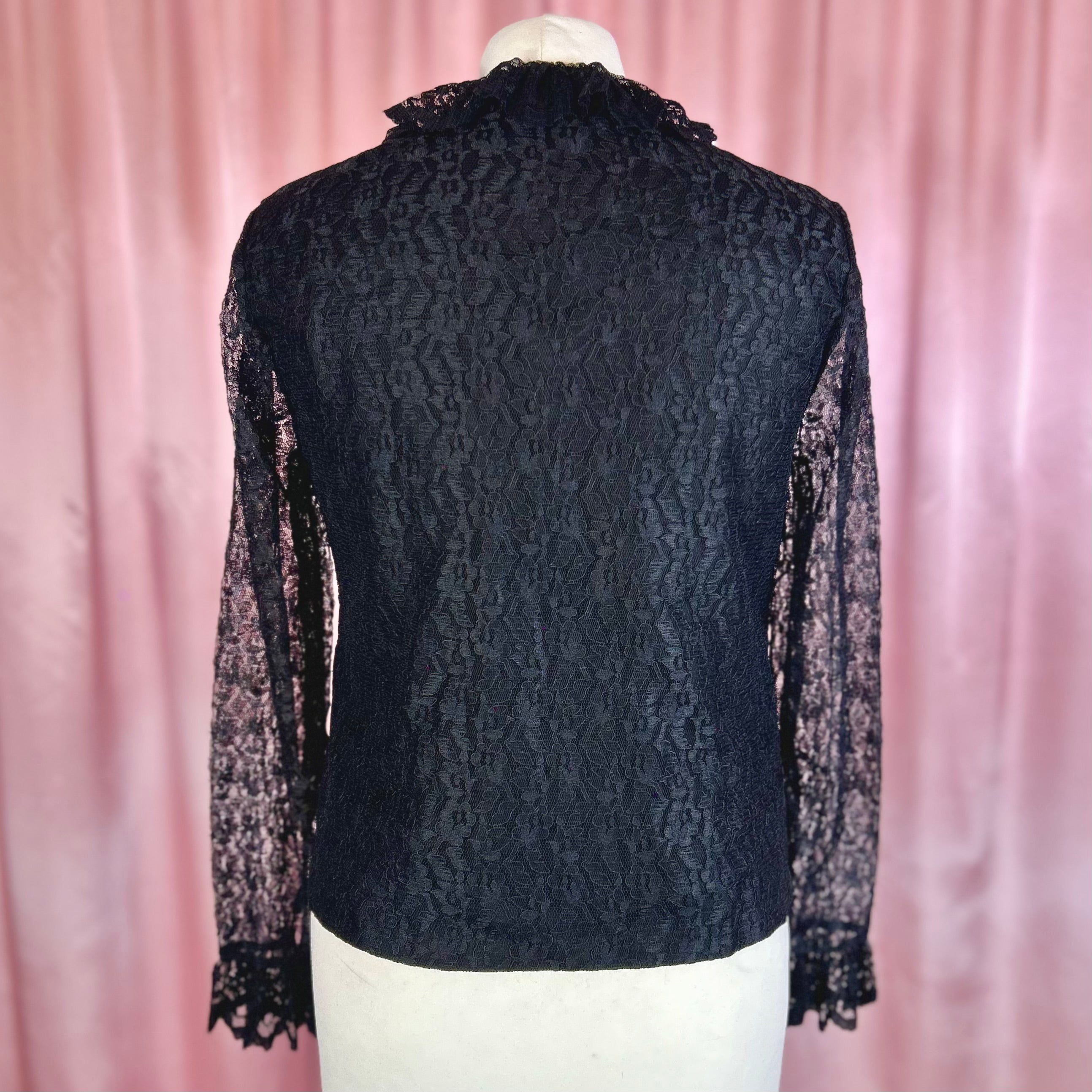 1960s Black lacey top, by Janet Colton, size 8