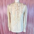 1980s Cream ruffle blouse, by Etam, size 8