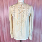1980s Cream ruffle blouse, by Etam, size 8