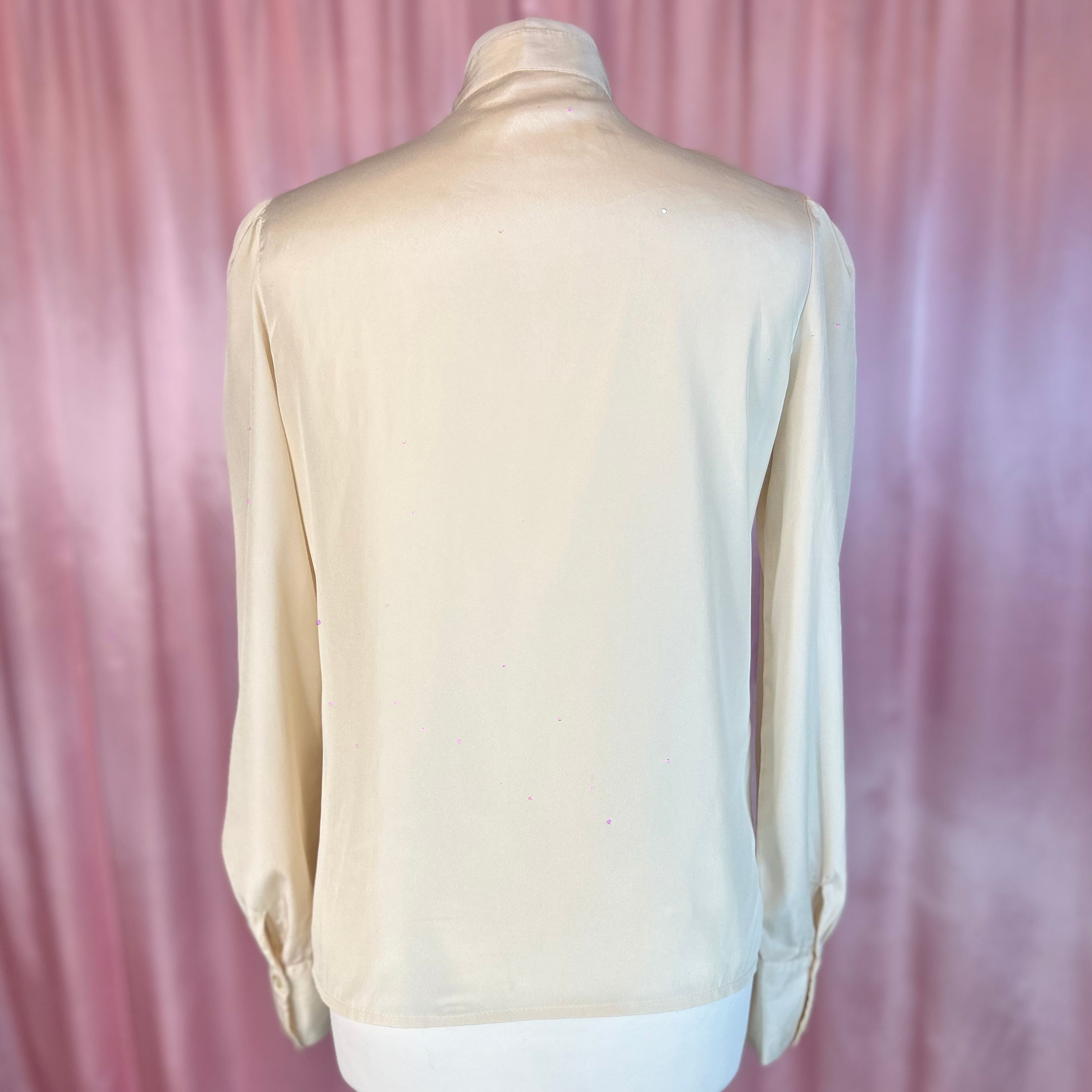 1980s Cream ruffle blouse, by Etam, size 8