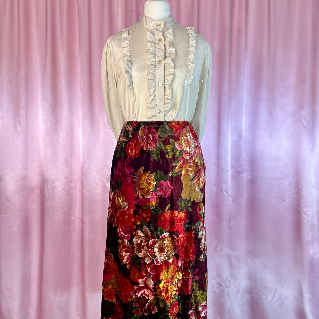 1980s Cream ruffle blouse, by Etam, size 8