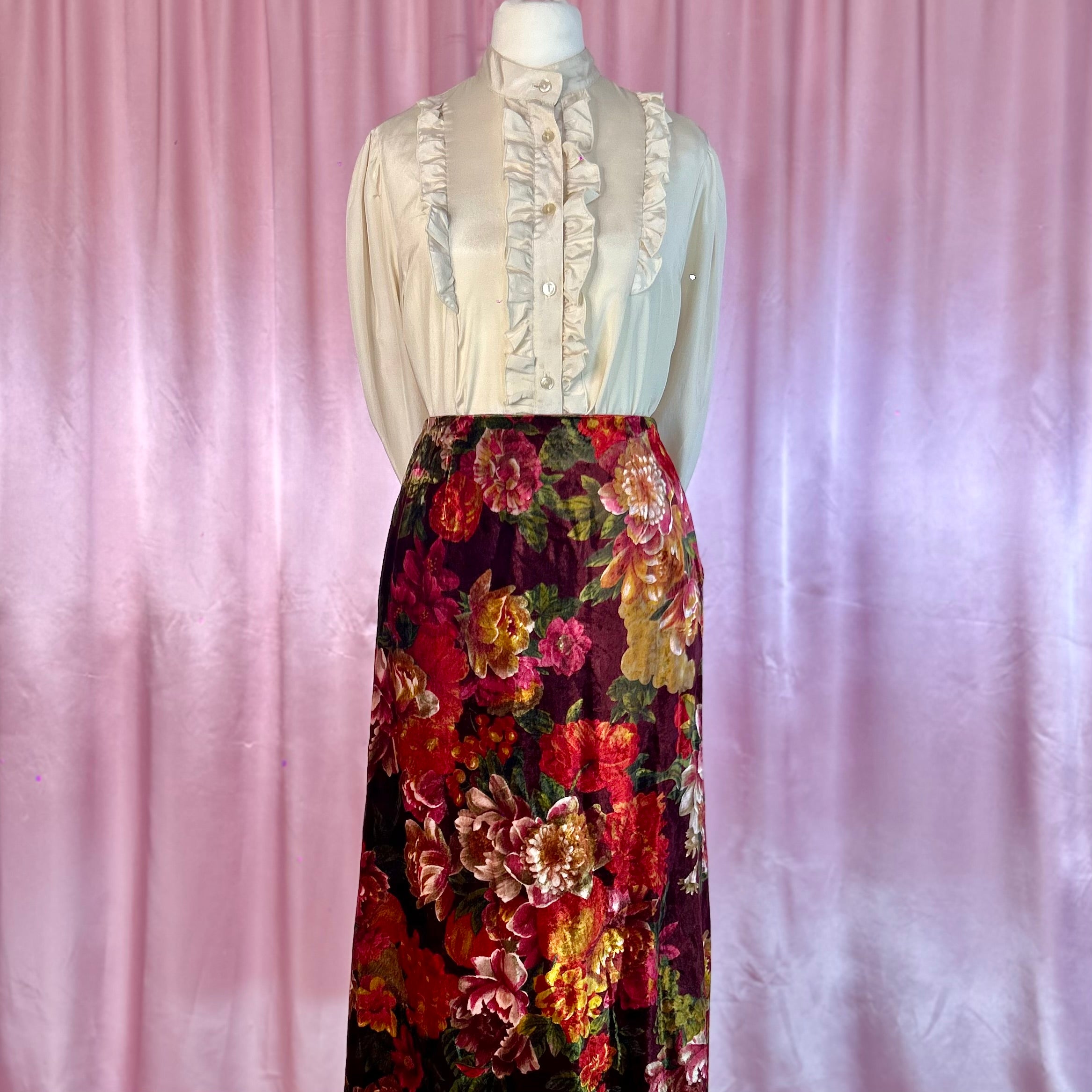 1980s Cream ruffle blouse, by Etam, size 8