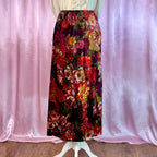 1990s Floral velvet midaxi skirt, handmade, size 6