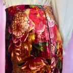 1990s Floral velvet midaxi skirt, handmade, size 6