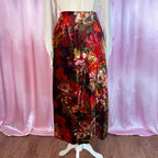 1990s Floral velvet midaxi skirt, handmade, size 6