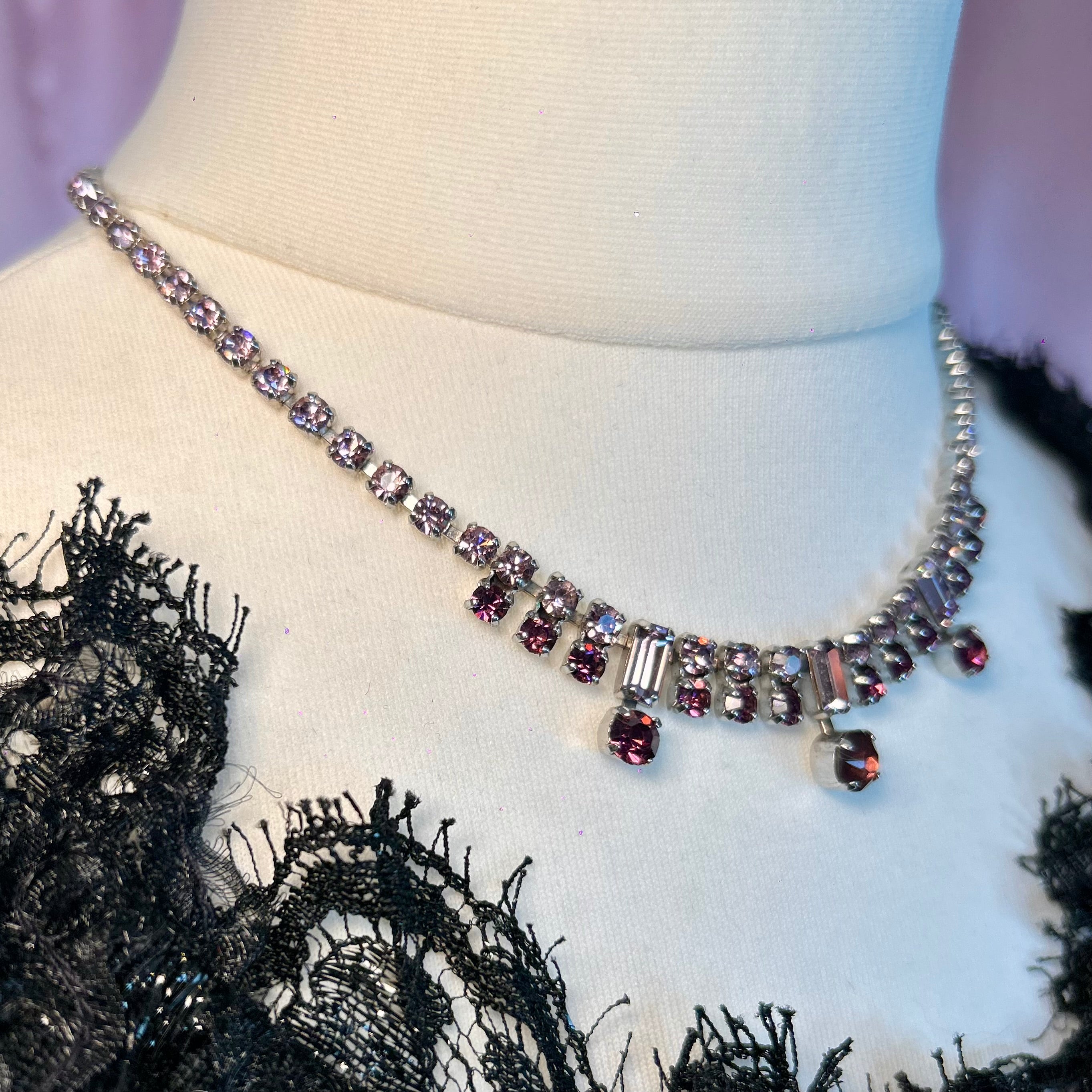 15” Lilac & Purple diamanté necklace