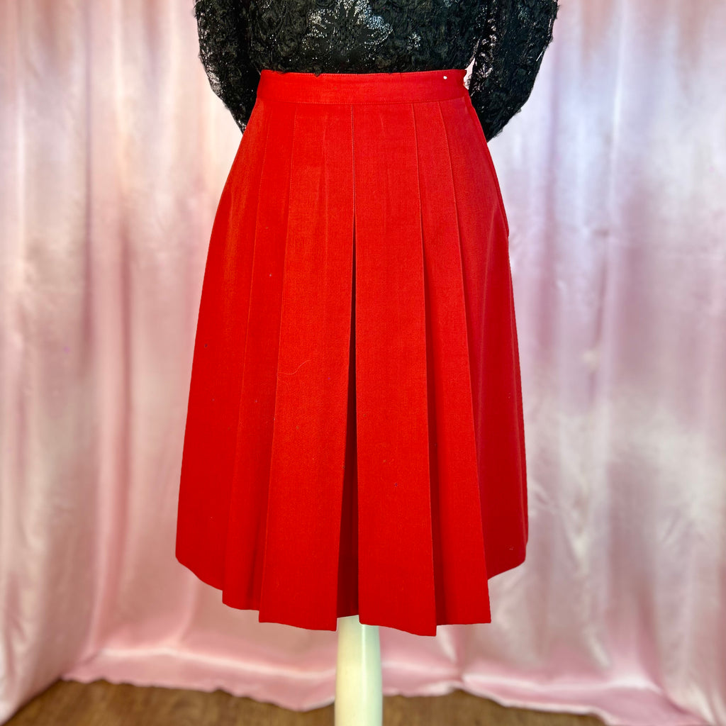 1970s Red pleated skirt, by Cacharel, size 6