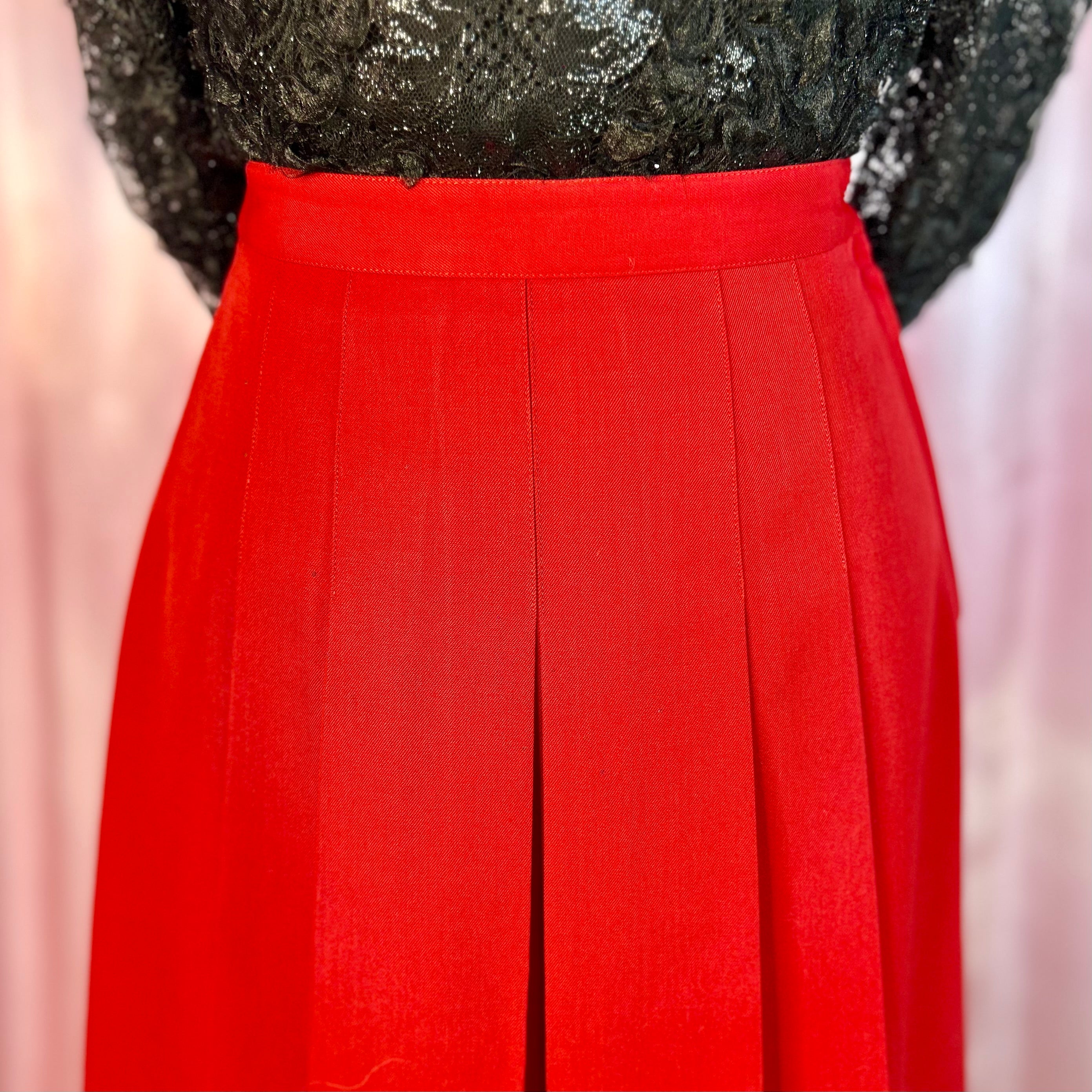 1970s Red pleated skirt, by Cacharel, size 6