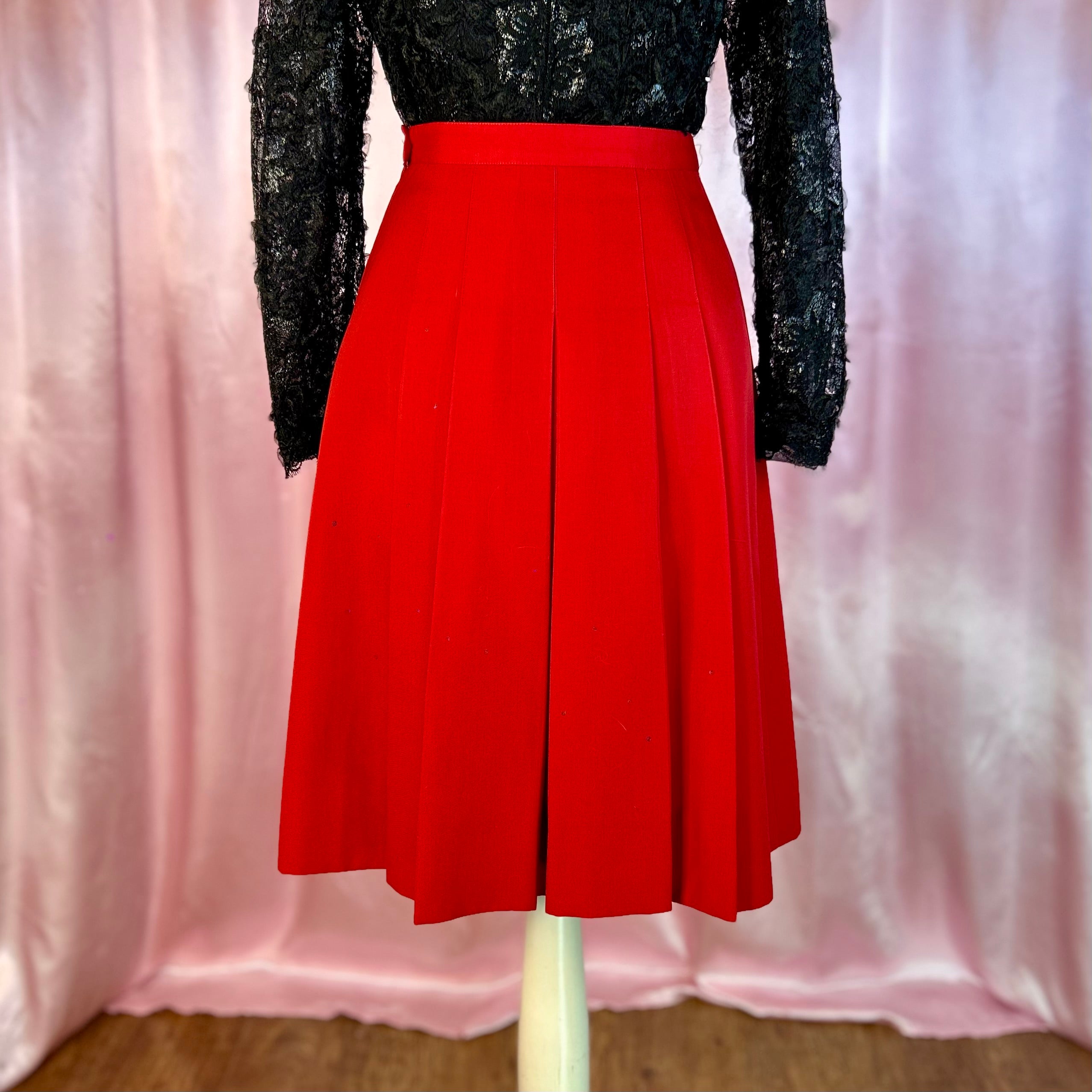 1970s Red pleated skirt, by Cacharel, size 6