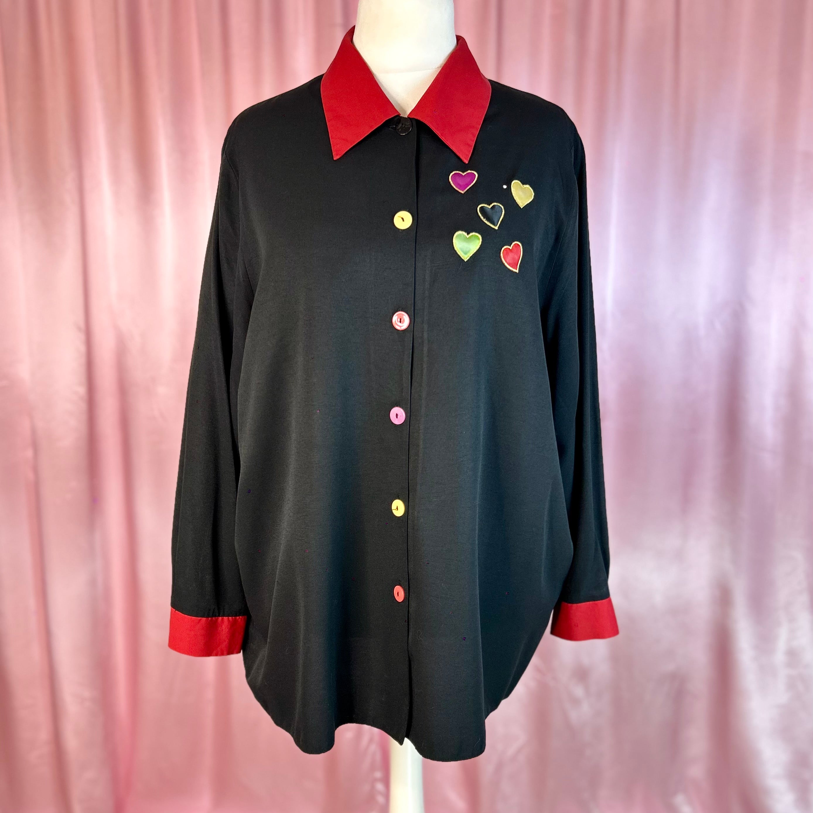 1990s Black & red blouse, by Essence, size 24
