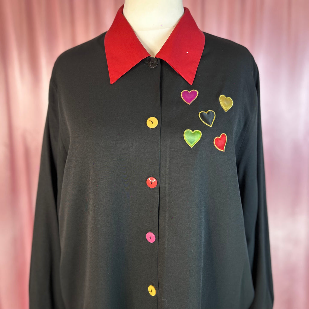1990s Black & red blouse, by Essence, size 24