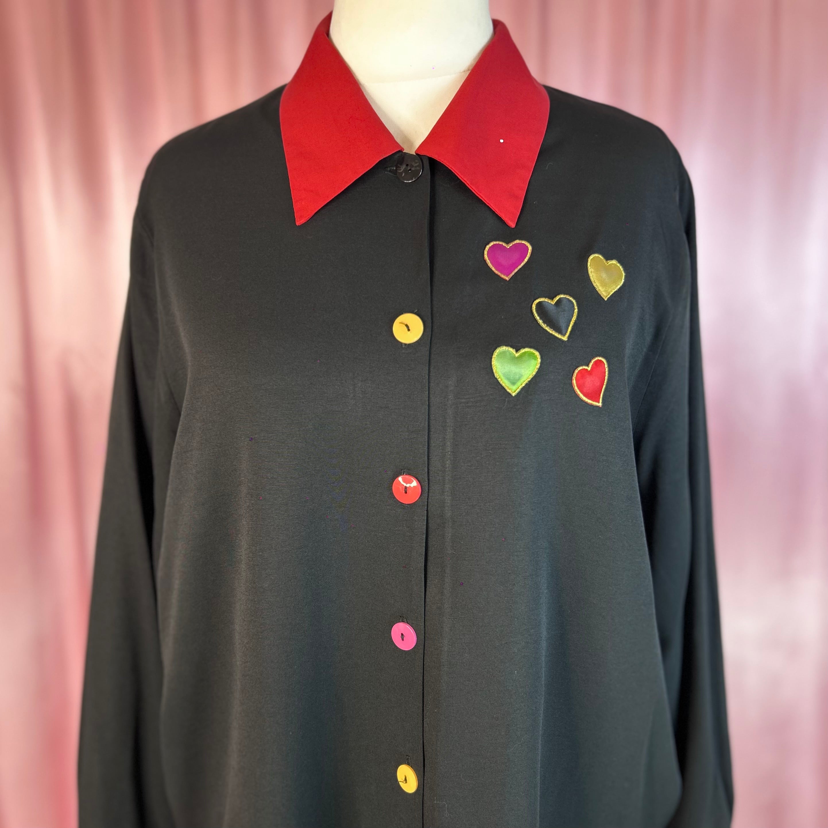 1990s Black & red blouse, by Essence, size 24
