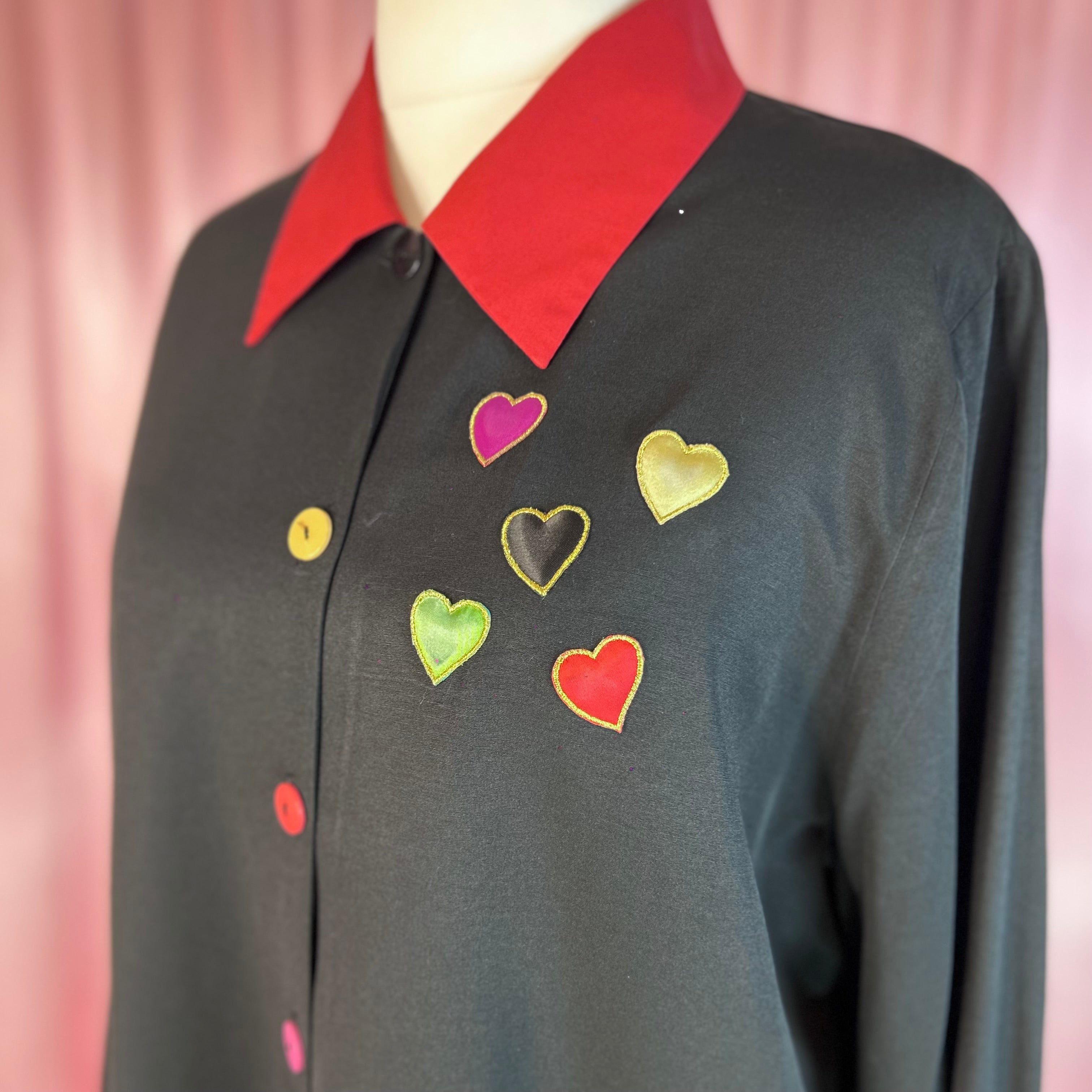 1990s Black & red blouse, by Essence, size 24