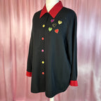 1990s Black & red blouse, by Essence, size 24
