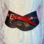 1980s Statement cincher belt, handmade, size 14 - 16