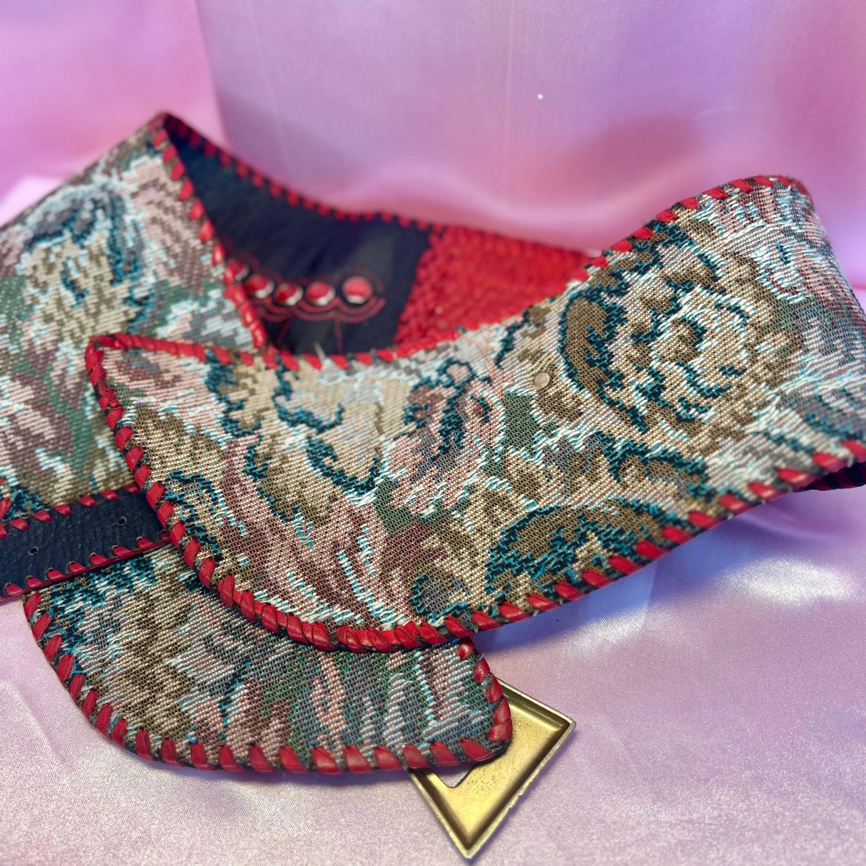 1980s Statement cincher belt, handmade, size 14 - 16