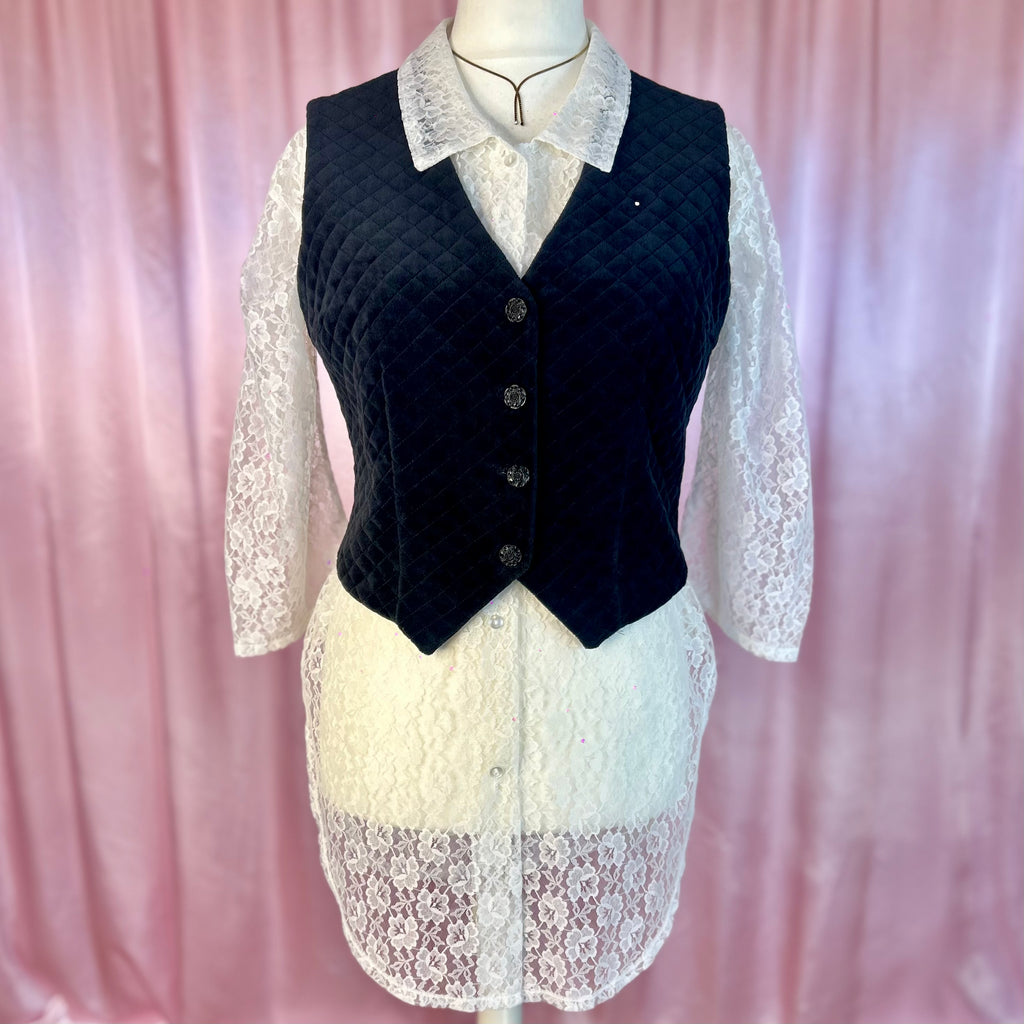 1980s Black velvet jacket, Unbranded, size 12/14