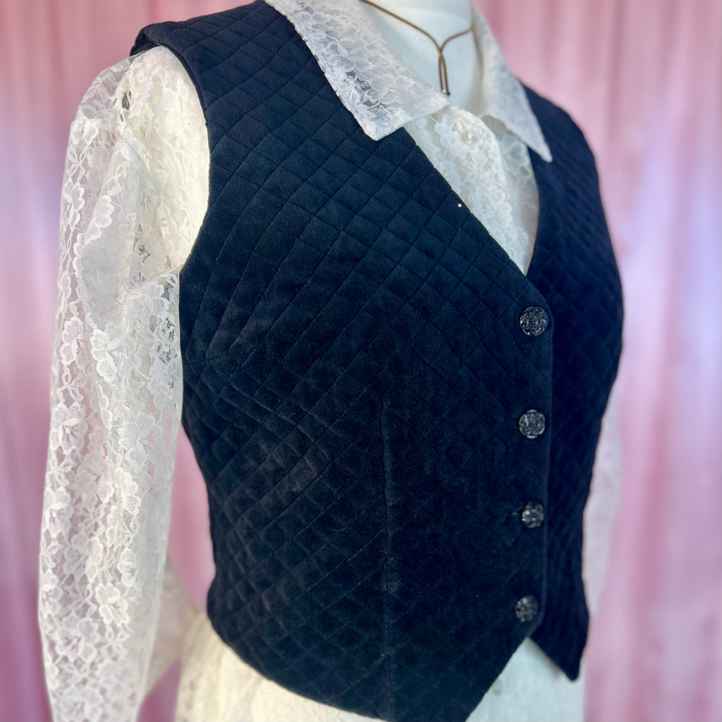 1980s Black velvet jacket, Unbranded, size 12/14