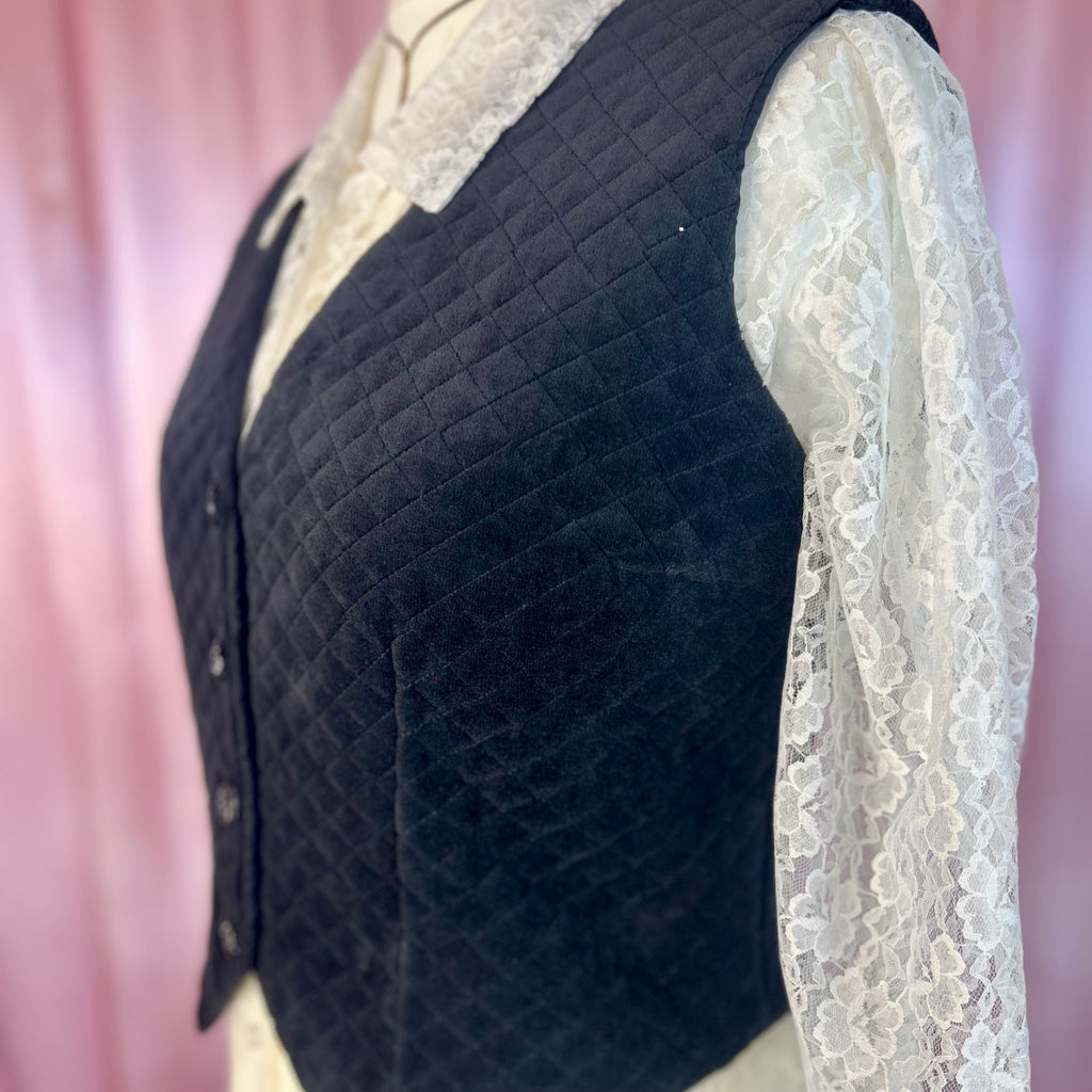 1980s Black velvet jacket, Unbranded, size 12/14