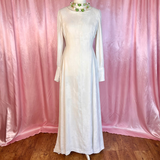 1970s Velvet wedding dress, Handmade, size 14