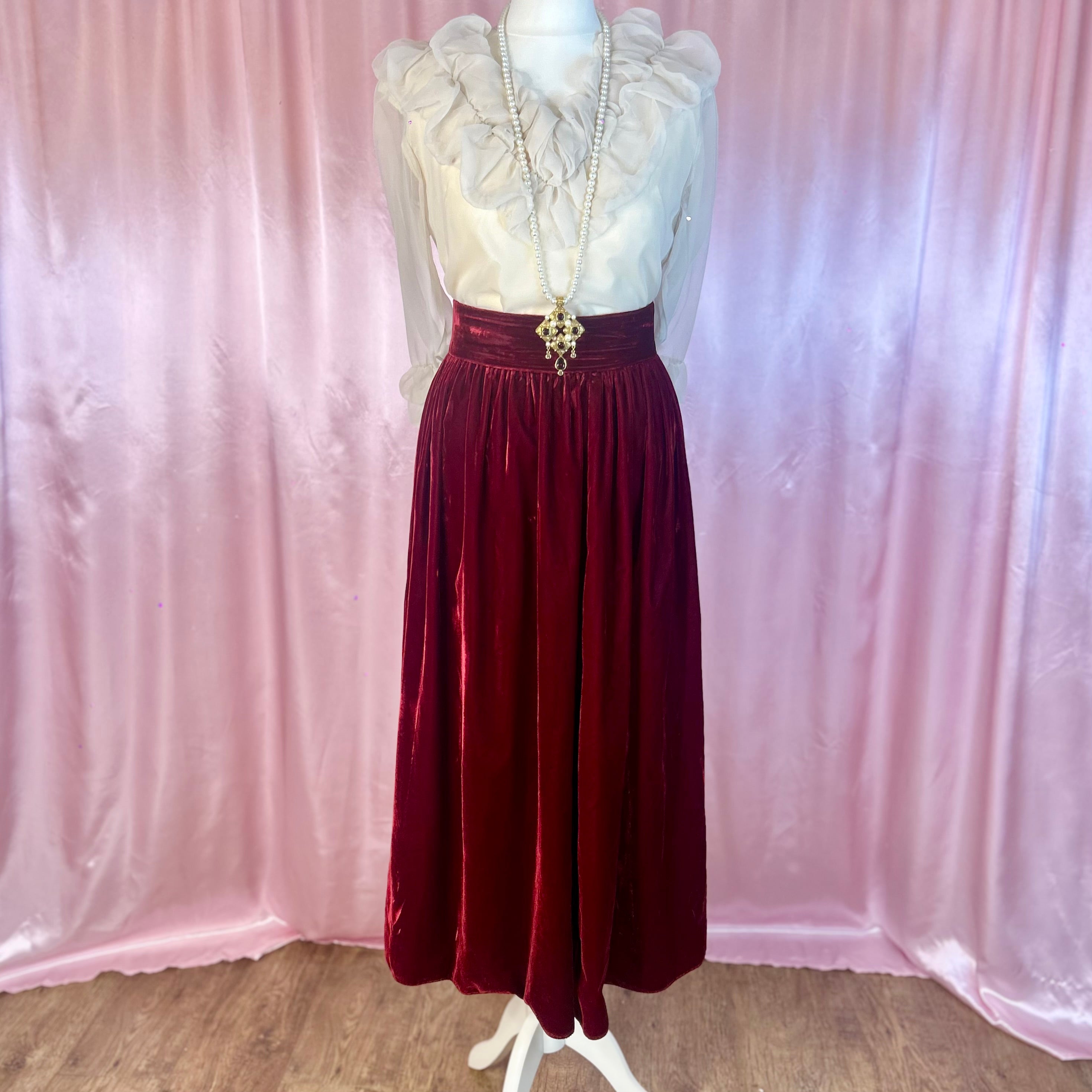 1990s Red velvet skirt, by Opera @ Richards, size 12