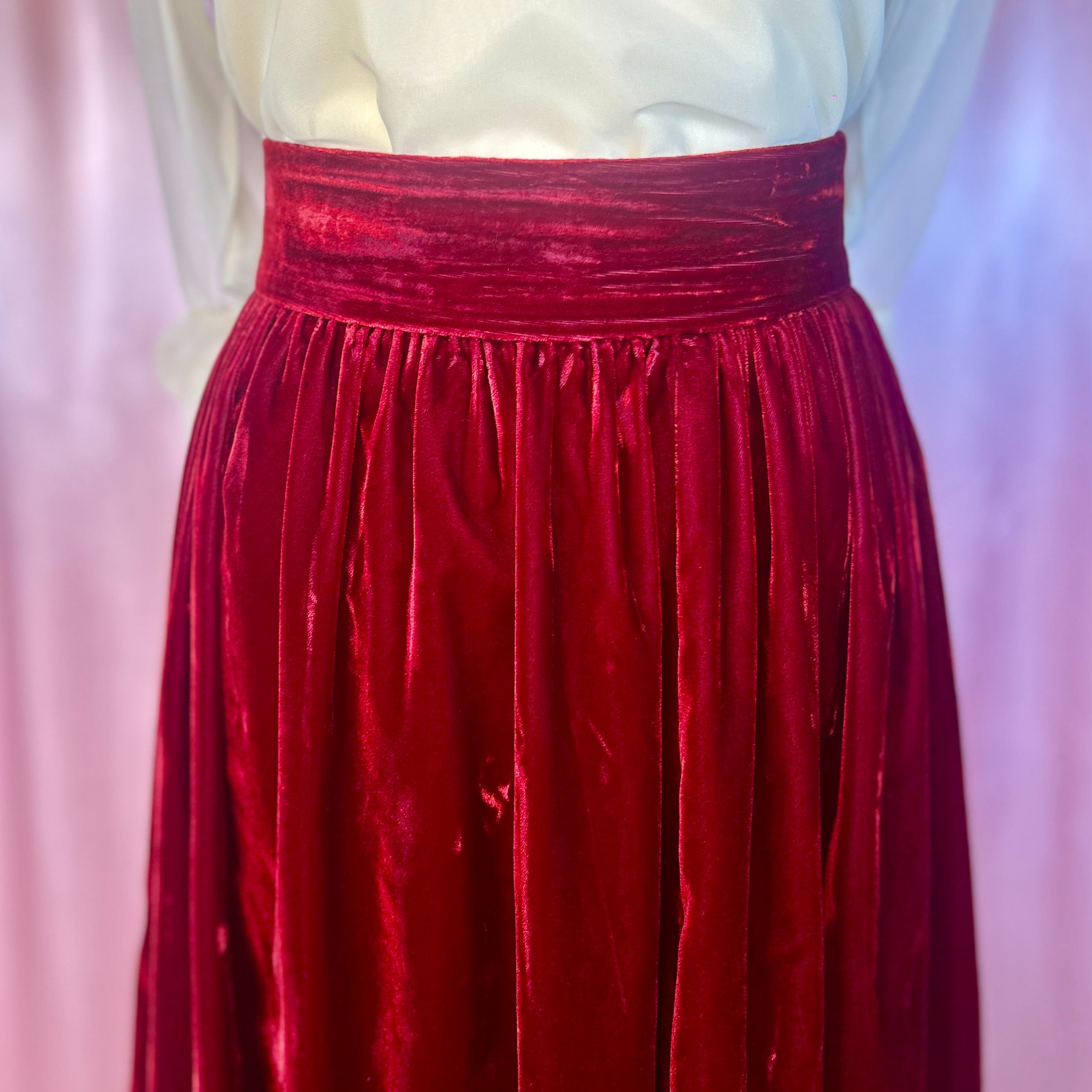 1990s Red velvet skirt, by Opera @ Richards, size 12