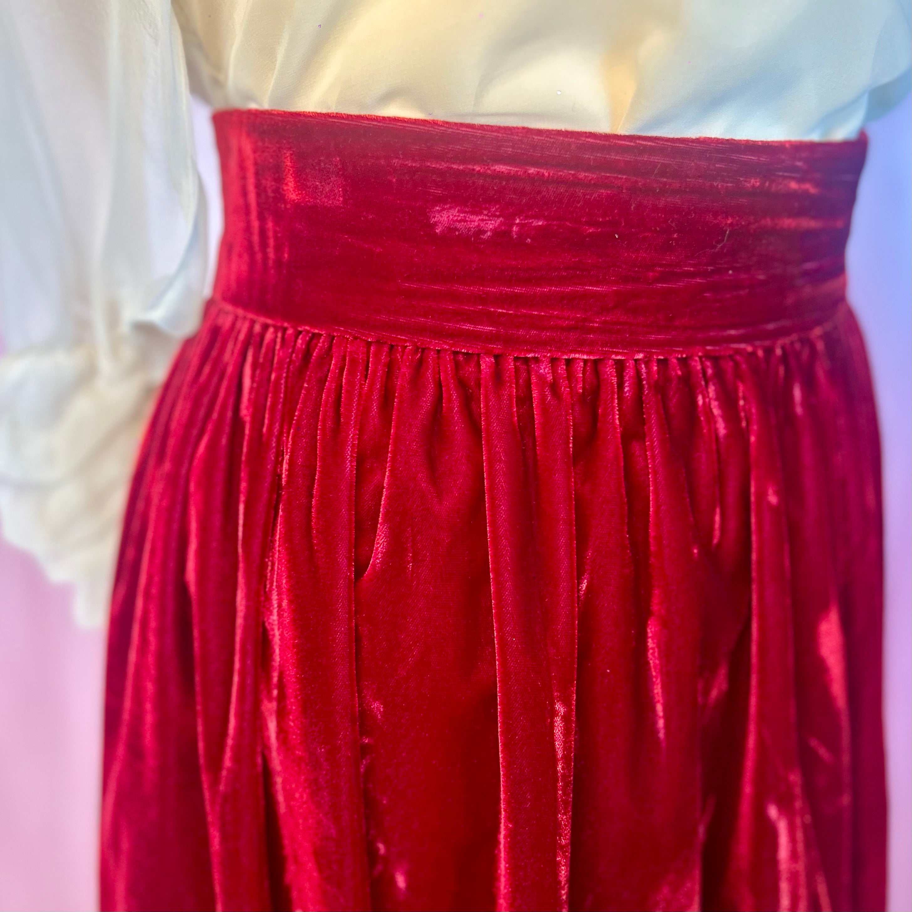1990s Red velvet skirt, by Opera @ Richards, size 12