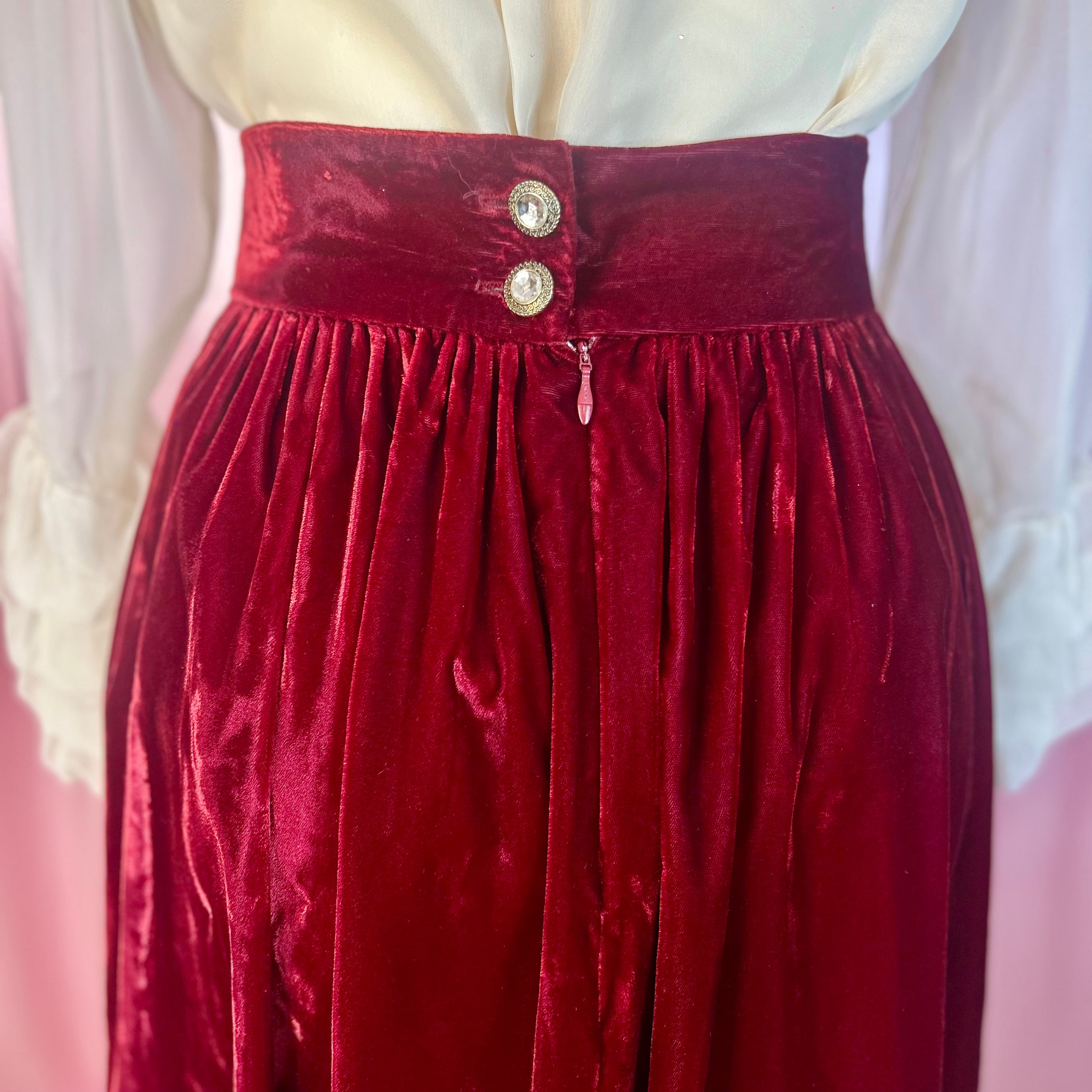 1990s Red velvet skirt, by Opera @ Richards, size 12
