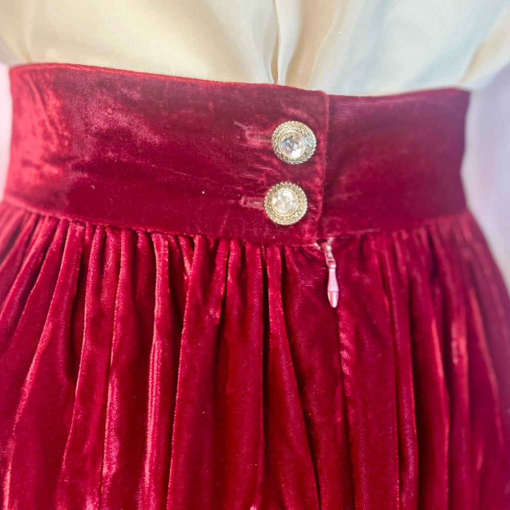1990s Red velvet skirt, by Opera @ Richards, size 12