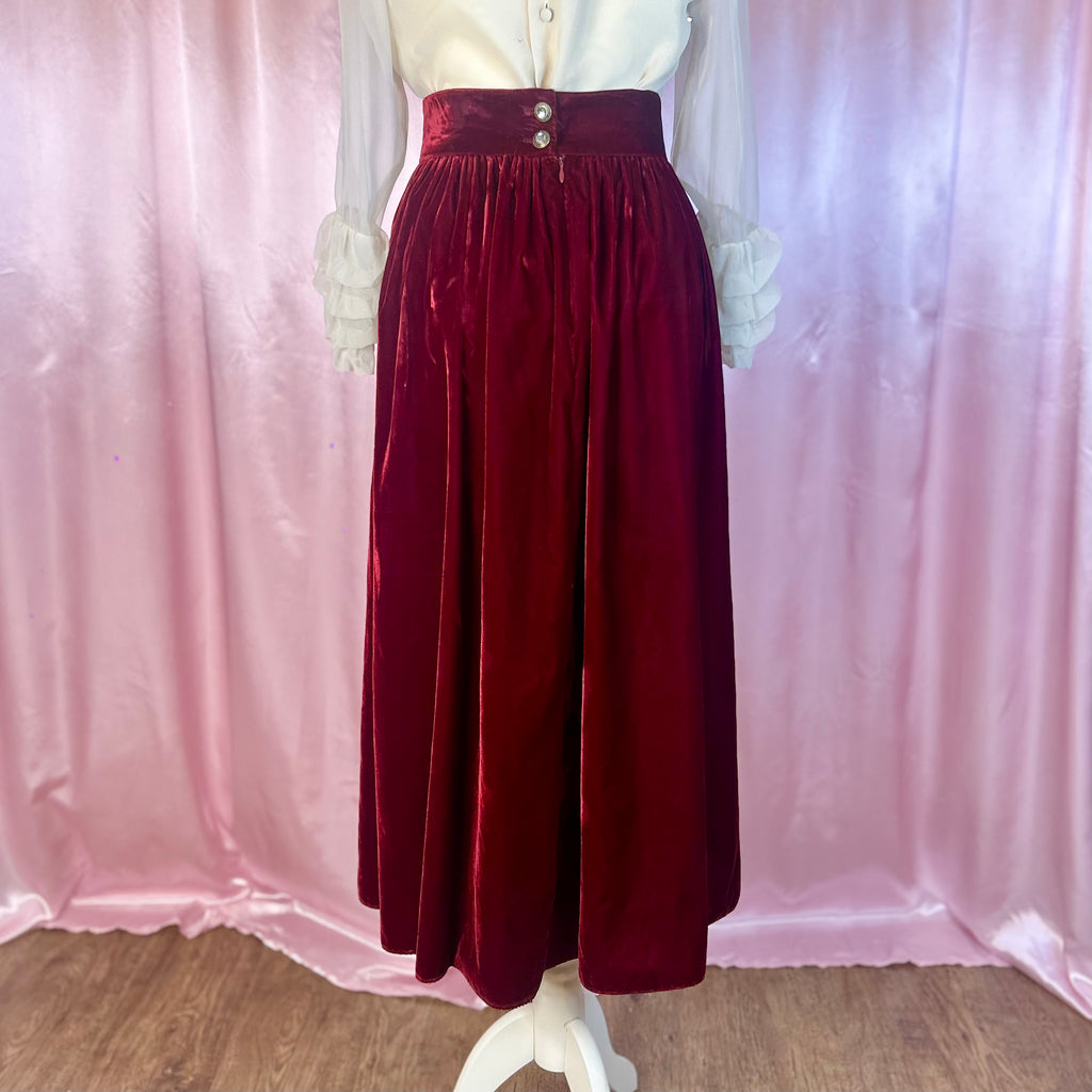 1990s Red velvet skirt, by Opera @ Richards, size 12