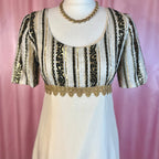 1960s Cream silk mini dress, handmade, Size 10