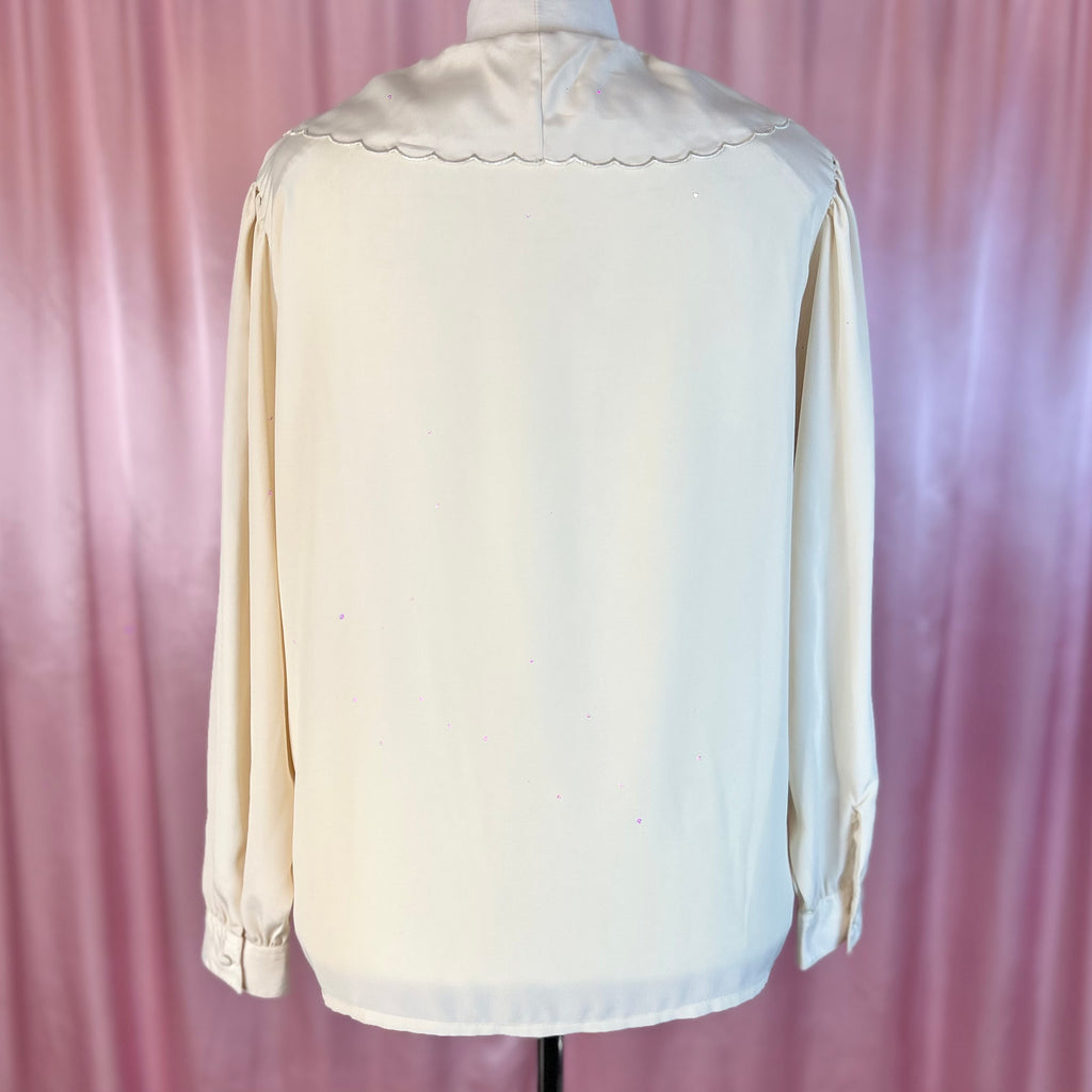 1980s Cream embroidered blouse, by C&A, size 20