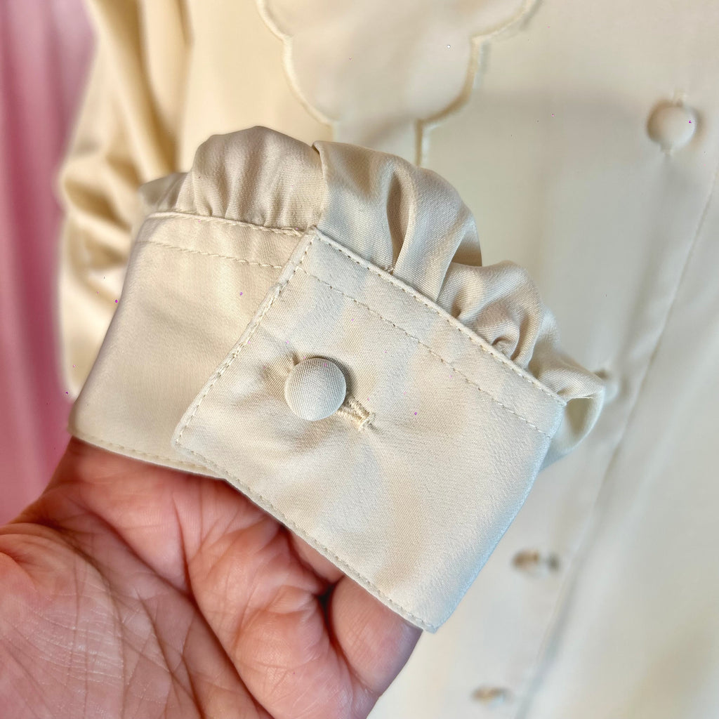 1980s Cream embroidered blouse, by C&A, size 20