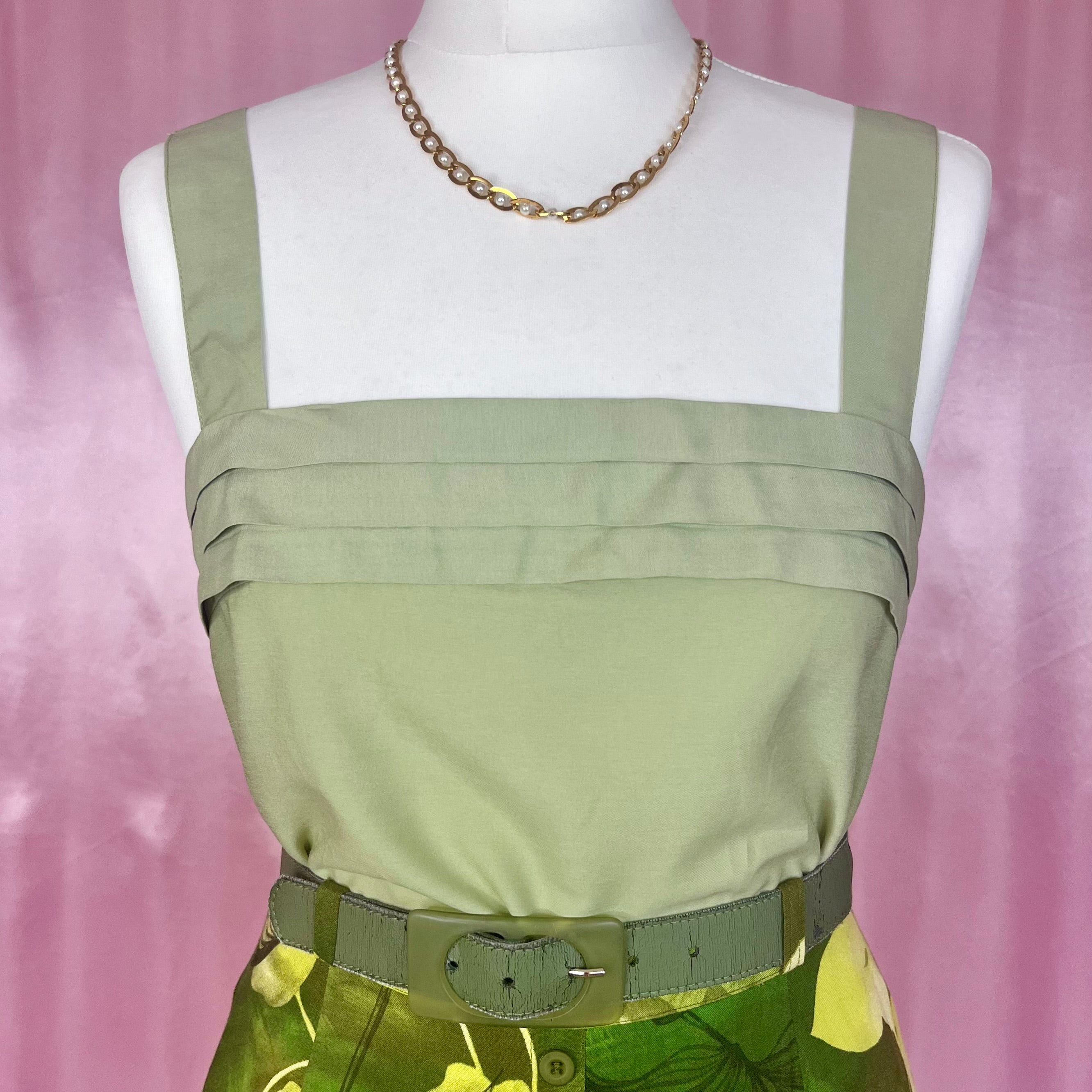 1980s Khaki vest top, unbranded, size 10