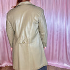 1980s Taupe leather trench coat, unbranded, size 16