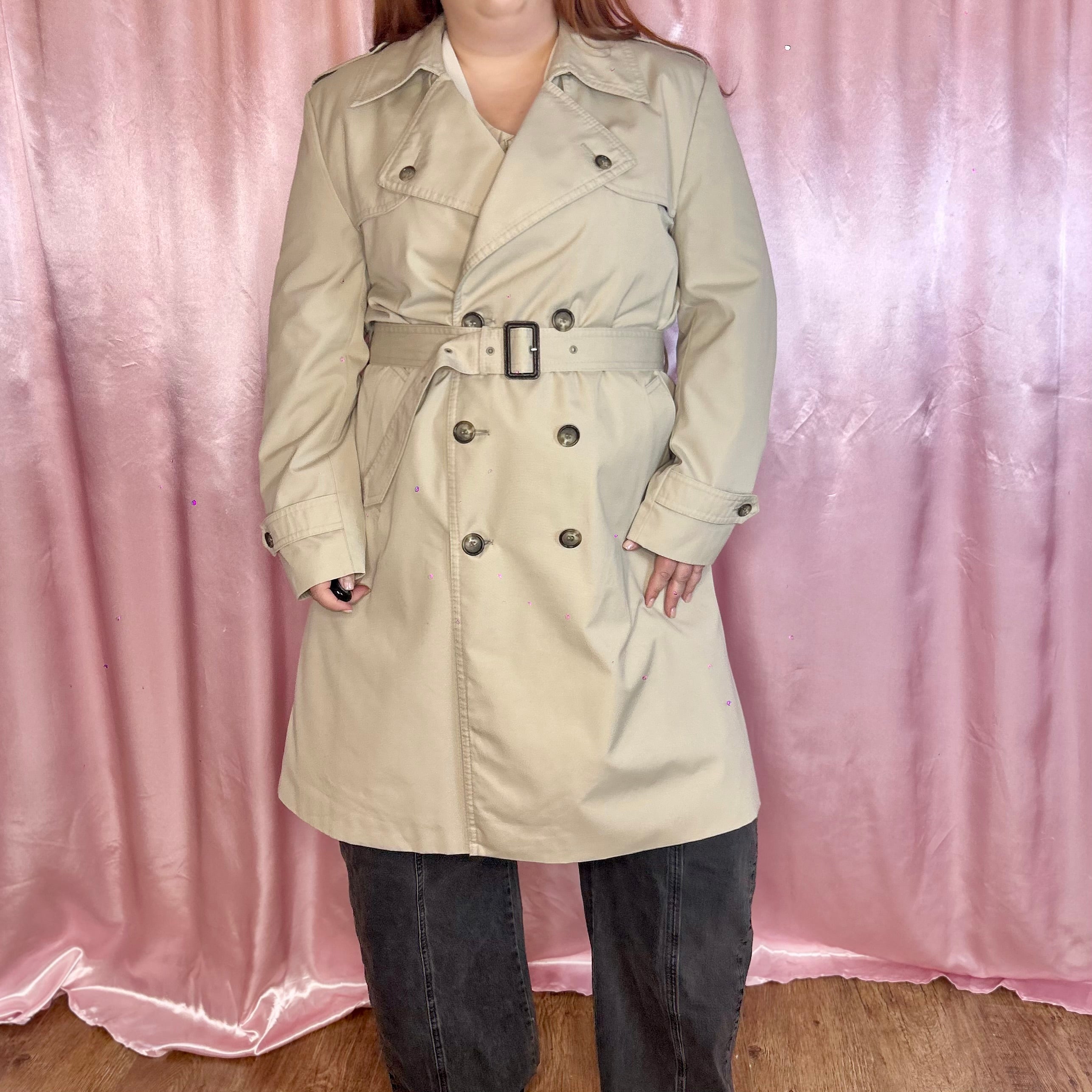 1980s Beige trench coat, by St Michael, size 20