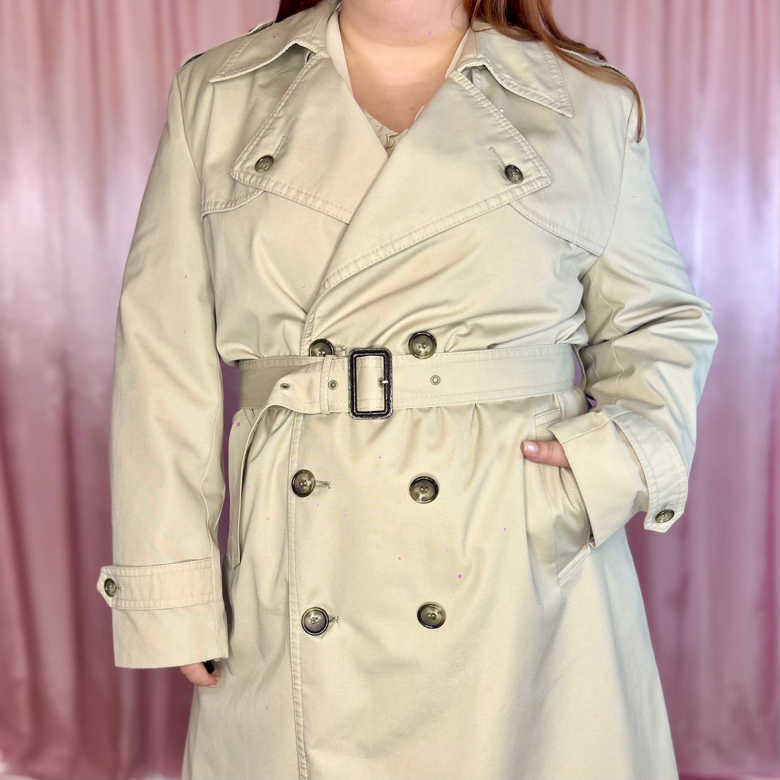 1980s Beige trench coat, by St Michael, size 20