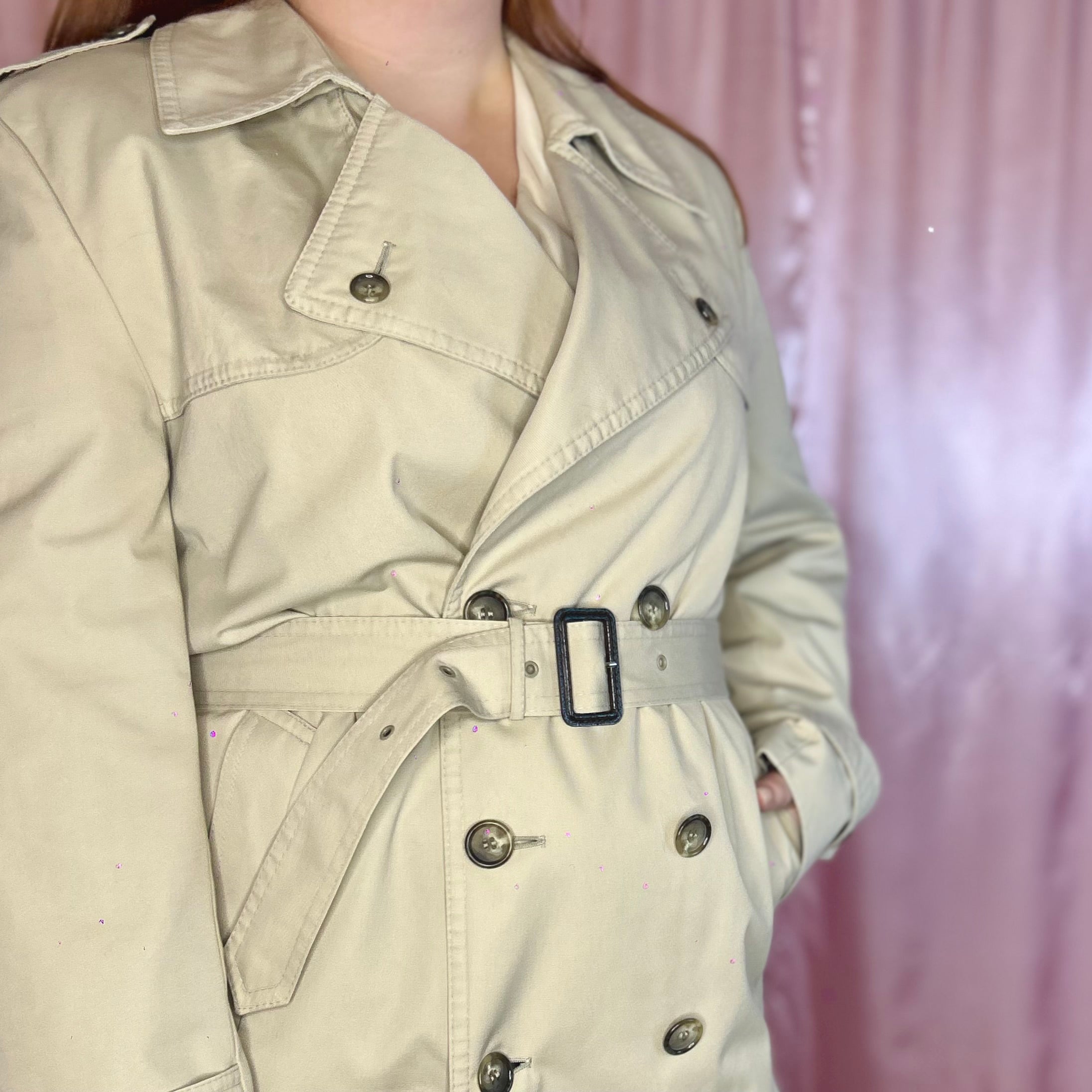 1980s Beige trench coat, by St Michael, size 20