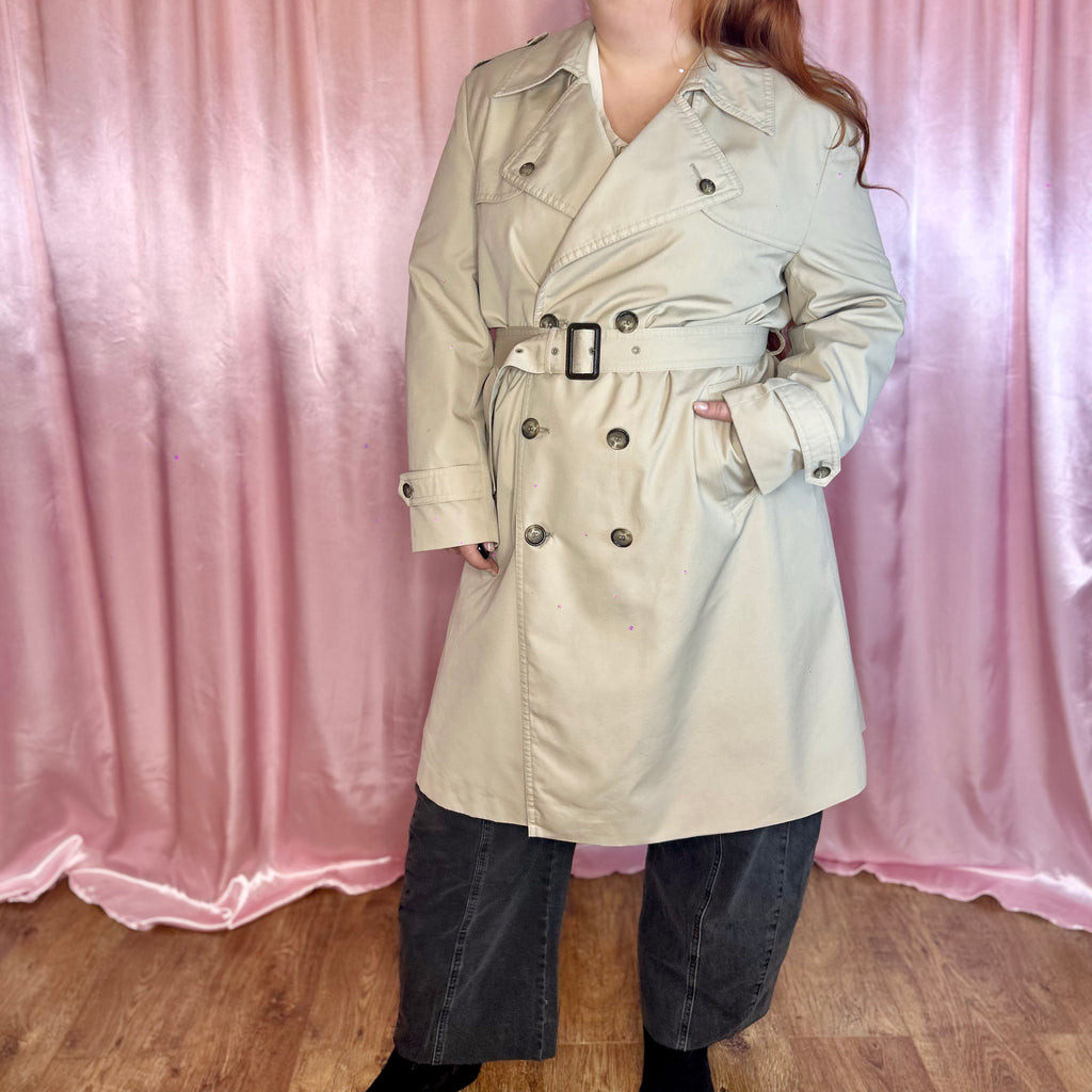 1980s Beige trench coat, by St Michael, size 20