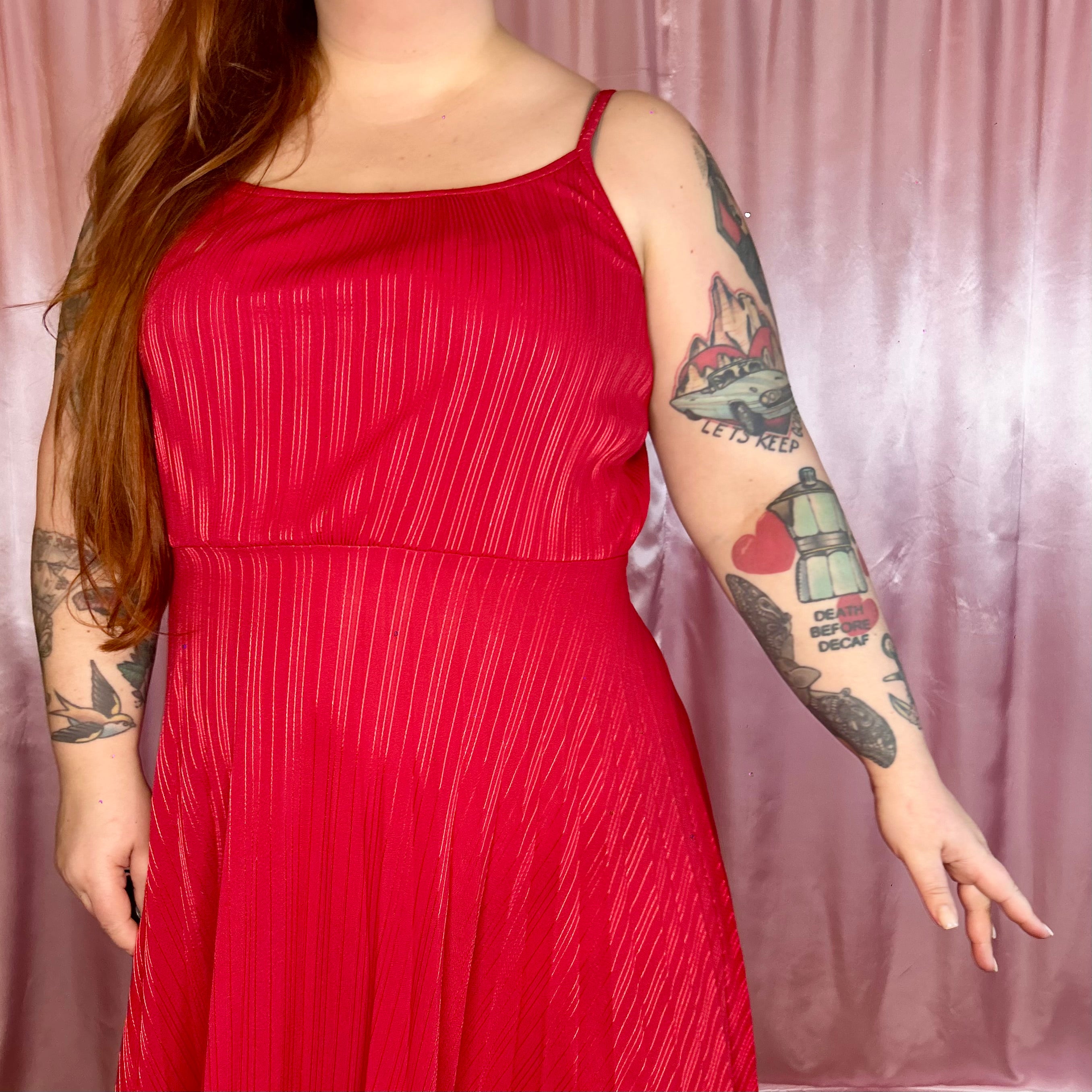 1970s Red maxi dress, by C&A, size 18/20