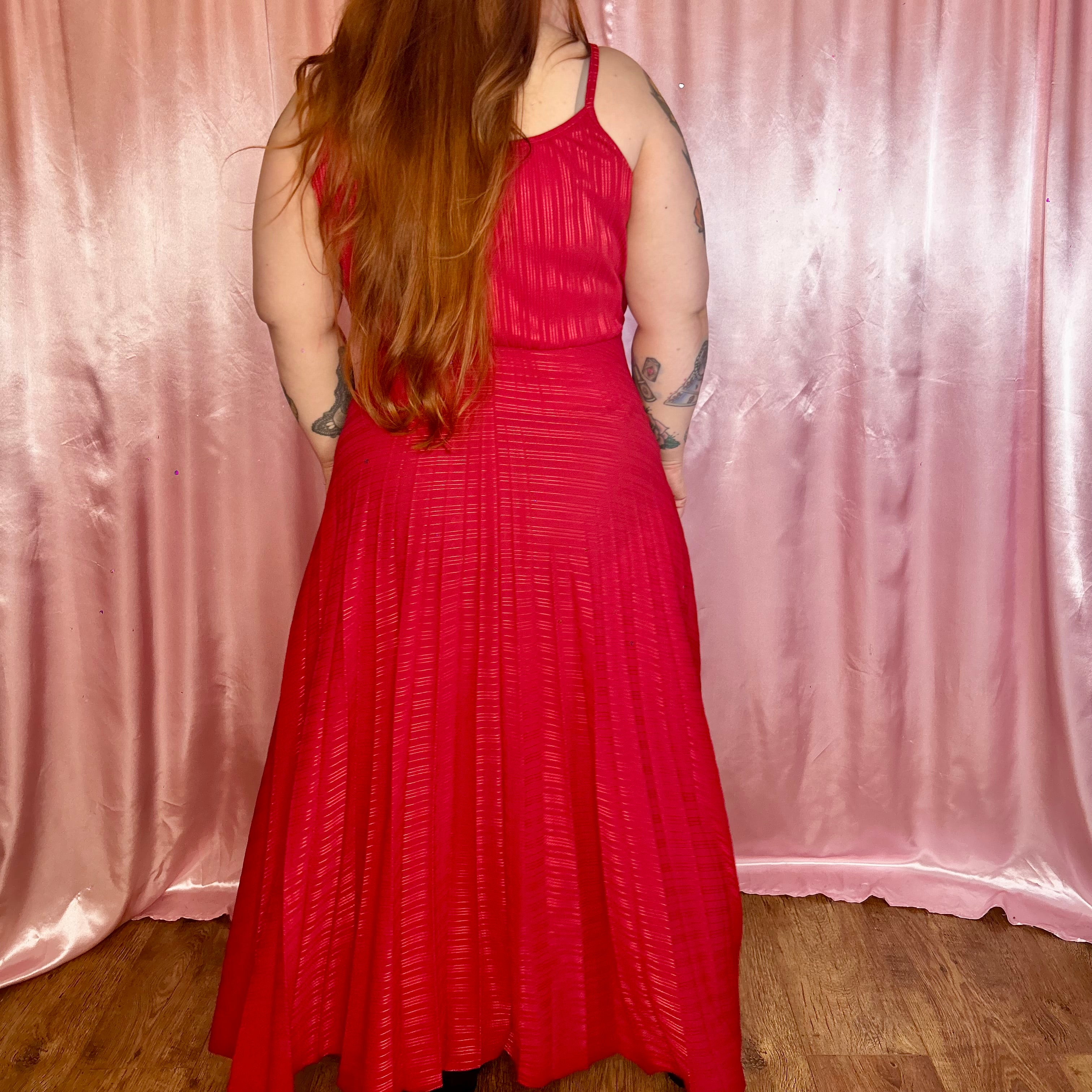 1970s Red maxi dress, by C&A, size 18/20