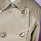 1980s Taupe leather trench coat, unbranded, size 16
